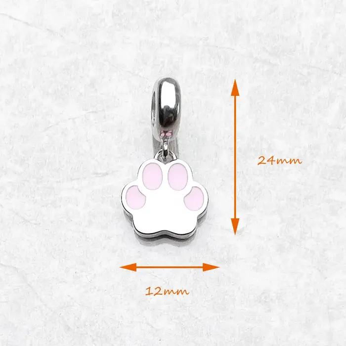 Pendentif patte rose en argent regardé 925 pour femme
