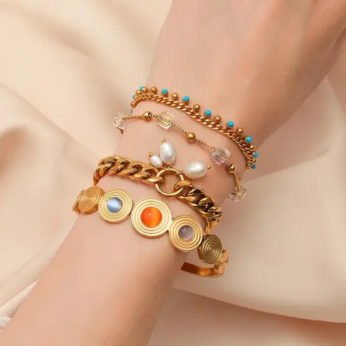 Ensemble de bijoux EILIECK 316L acier inoxydable bleu perlé à la mode pour femmes et filles pour des occasions spéciales comme les mariages, anniversaires et banquets