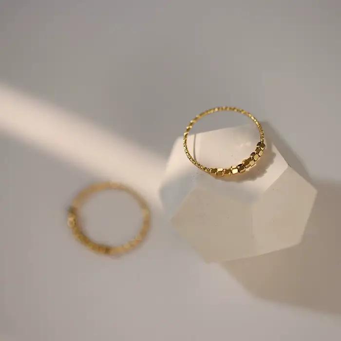 Amaiyllis minimaliste en acier inoxydable Cube Hexagonal Index bague Niche glaçon anneau pour femmes bijoux cadeau
