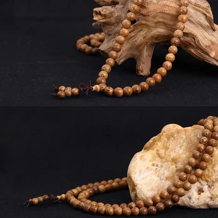 Bracelet de prière Mala 108 perles en bois de Wenge pour homme femme yoga et méditation spiritualité religieuse souvenirs cadeaux occasions spéciales