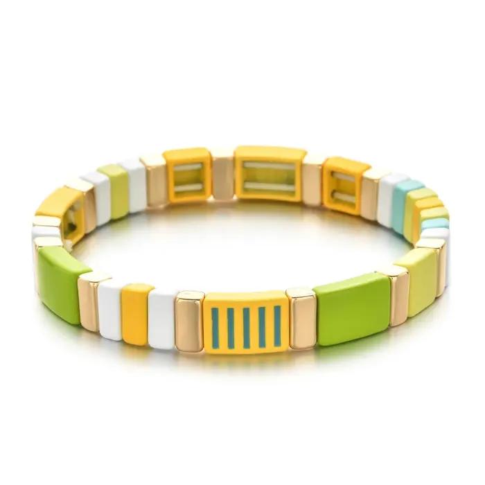 Bracelet à menottes larges pour femmes en perles émaillées style boho ajustable et tracker de fitness pour différentes occasions