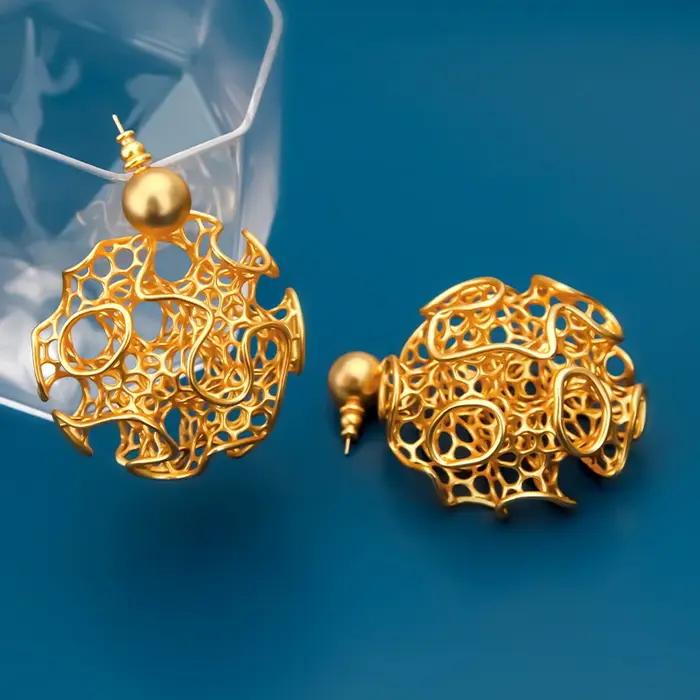 Boucles d'oreilles rondes plaquées or 18 carats pour femmes