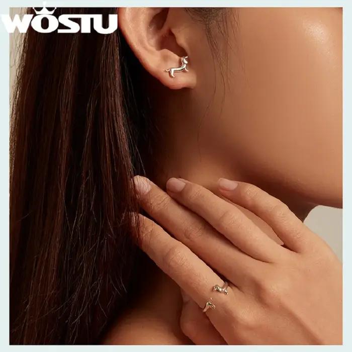 WOSTU – bagues en argent Sterling 925 pour chien teckel