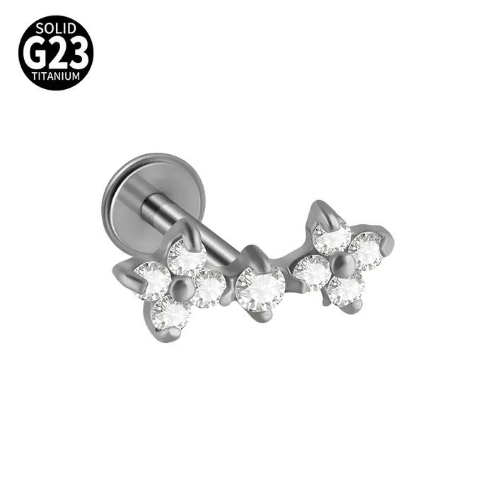 Boucles d'oreilles Dreamlee en titane style moderne triangle zircone cubique pour piercing cartilage tragus helix lobe ajustement supérieur femme occasions spéciales